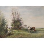 Mark Fisher (1841-1923), watercolour, Cattle by a brook, signed and dated 1881, The Fine Art Society