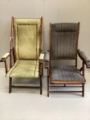 Two early 20th century mahogany folding steamer chairs, larger height 109cm***CONDITION REPORT***
