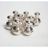 A set of eight 20th century Persian 900 standard white metal salt and pepper condiments, 50mm, 6.