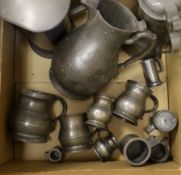 A quantity of pewter tankards and measures***CONDITION REPORT***PLEASE NOTE:- Prospective buyers are
