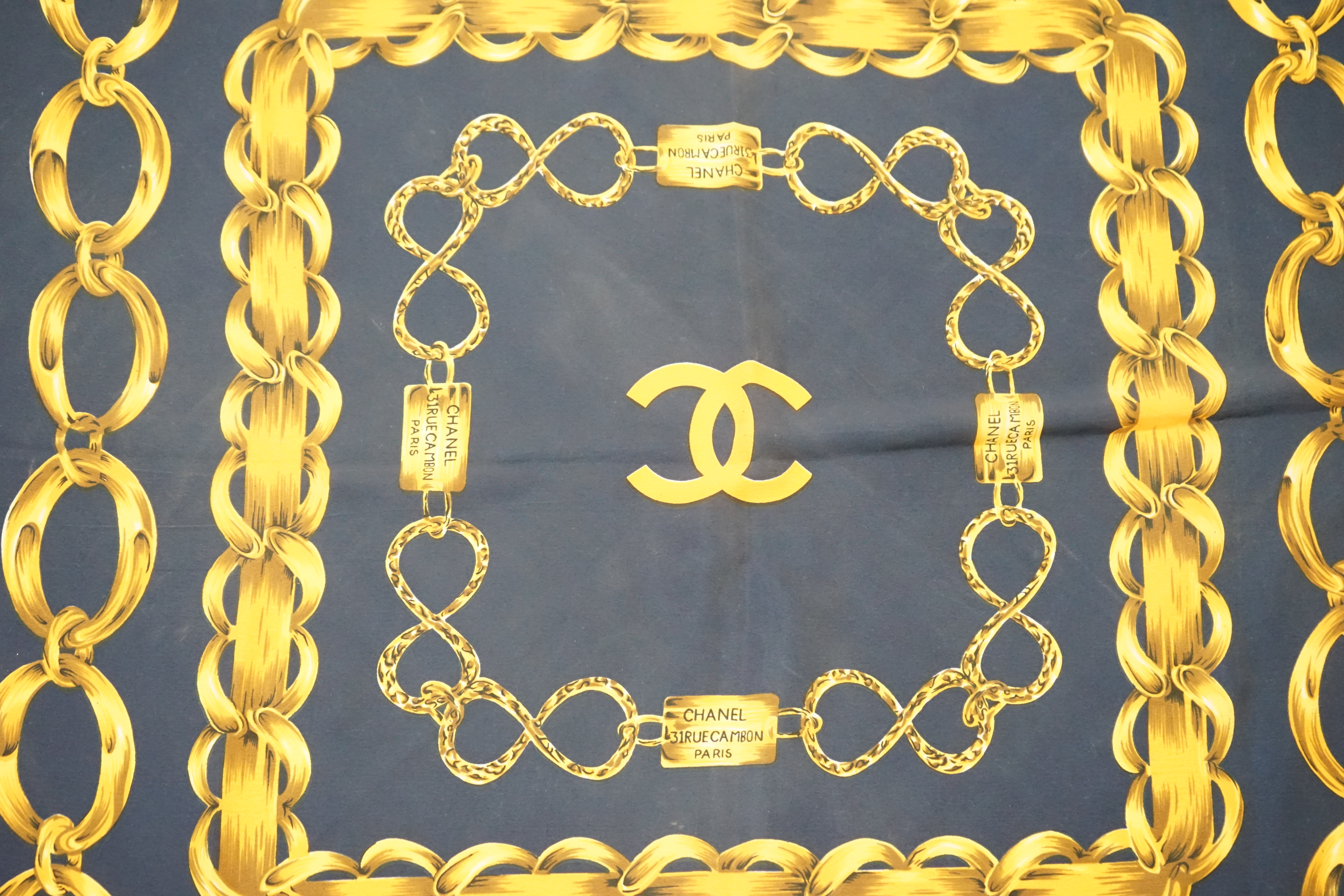 A Chanel Blue Chain large silk scarf, 80cm x 80cm***CONDITION REPORT***Very good condition.PLEASE - Image 4 of 4