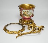 A 19th century Sevres style ormolu mounted cache pot, 16cm high (a.f.)***CONDITION REPORT***PLEASE