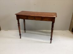 A Victorian mahogany side table, single drawer, width 99cm, depth 44cm, height 72cm***CONDITION