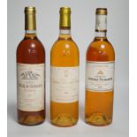 Three bottles of Chateau Lafaurie-Peyraguey 1988 Sauternes, five bottles of Chateau Doisy Daene 1996