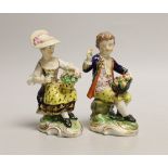 A pair of 19th century Derby porcelain figures, 13cm***CONDITION REPORT***PLEASE NOTE:-