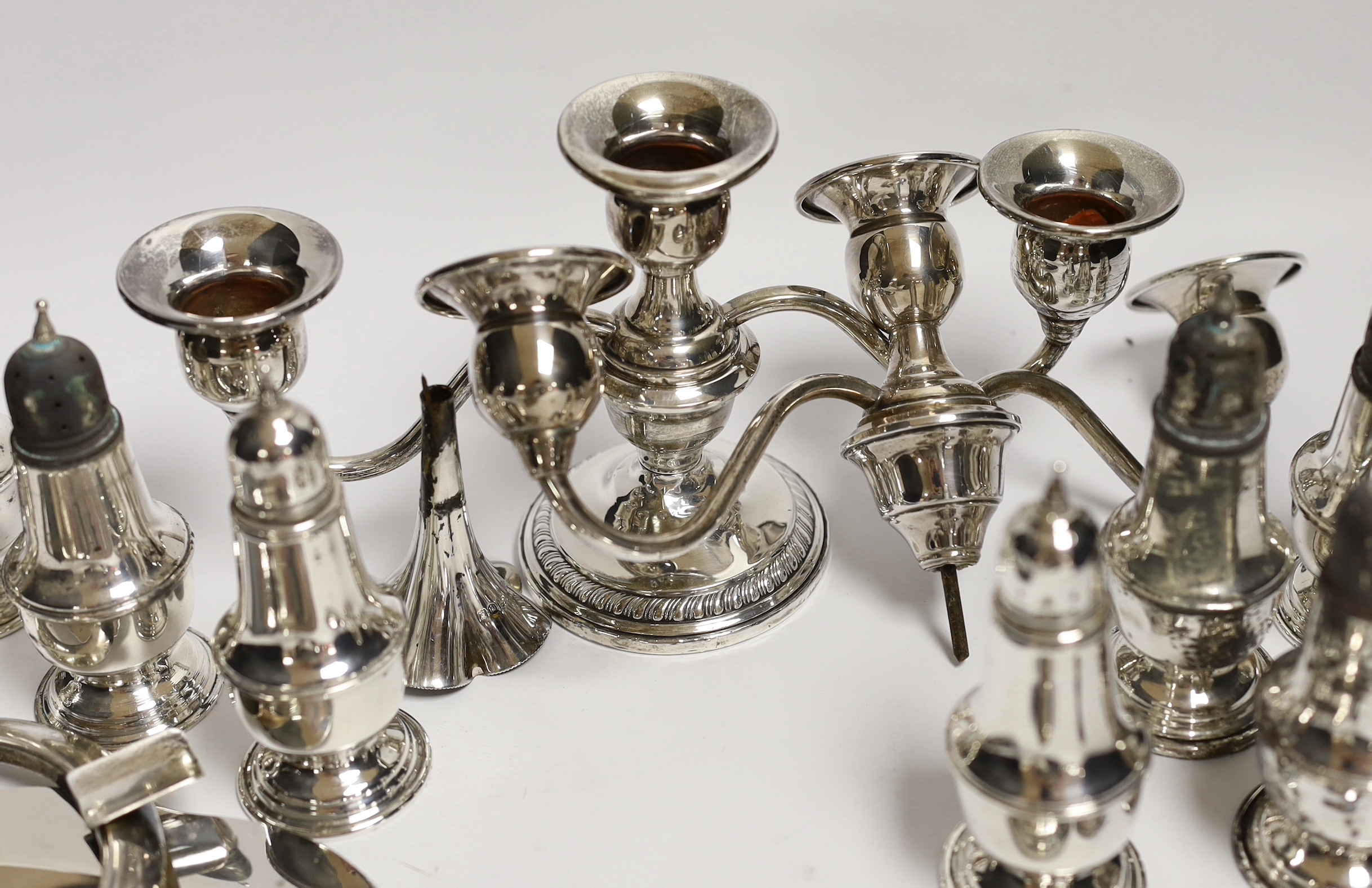 A quantity of assorted sterling or 800 standard white metal items including eight pepperettes, - Image 3 of 4
