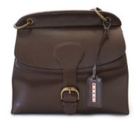 A Marni brown leather satchel bag, bronzed metalware, with dust bag, width 34cm, depth 18cm,