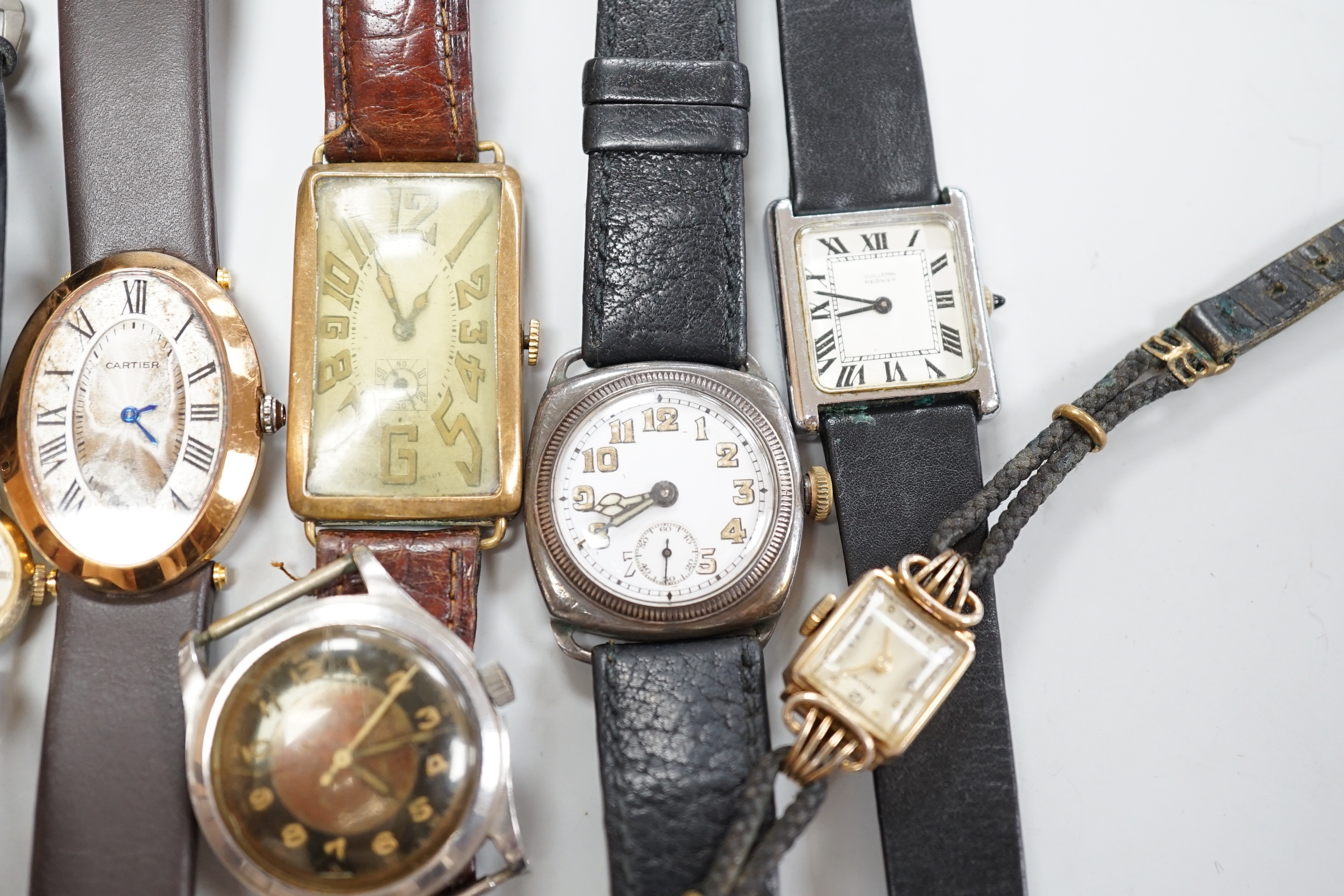 Five gentleman's assorted wrist watches including Swatch and early 20th century white metal and - Image 5 of 6