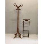 A beech bentwood coat stand, height 182cm together with a dumb valet***CONDITION REPORT***PLEASE