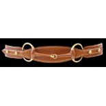 A Gucci horse bit belt in tan leather and gold, made in Italy, Size 90/36***CONDITION REPORT***