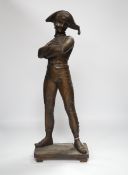 A tall bronze figure of harlequin, 52cm high***CONDITION REPORT***PLEASE NOTE:- Prospective buyers