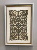 A framed velvet panel fragment and a framed floral woolwork panel, larger 38 x 59cm***CONDITION