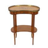 An Edwardian ormolu mounted satinwood kidney shape occasional table with marquetry musical trophy to