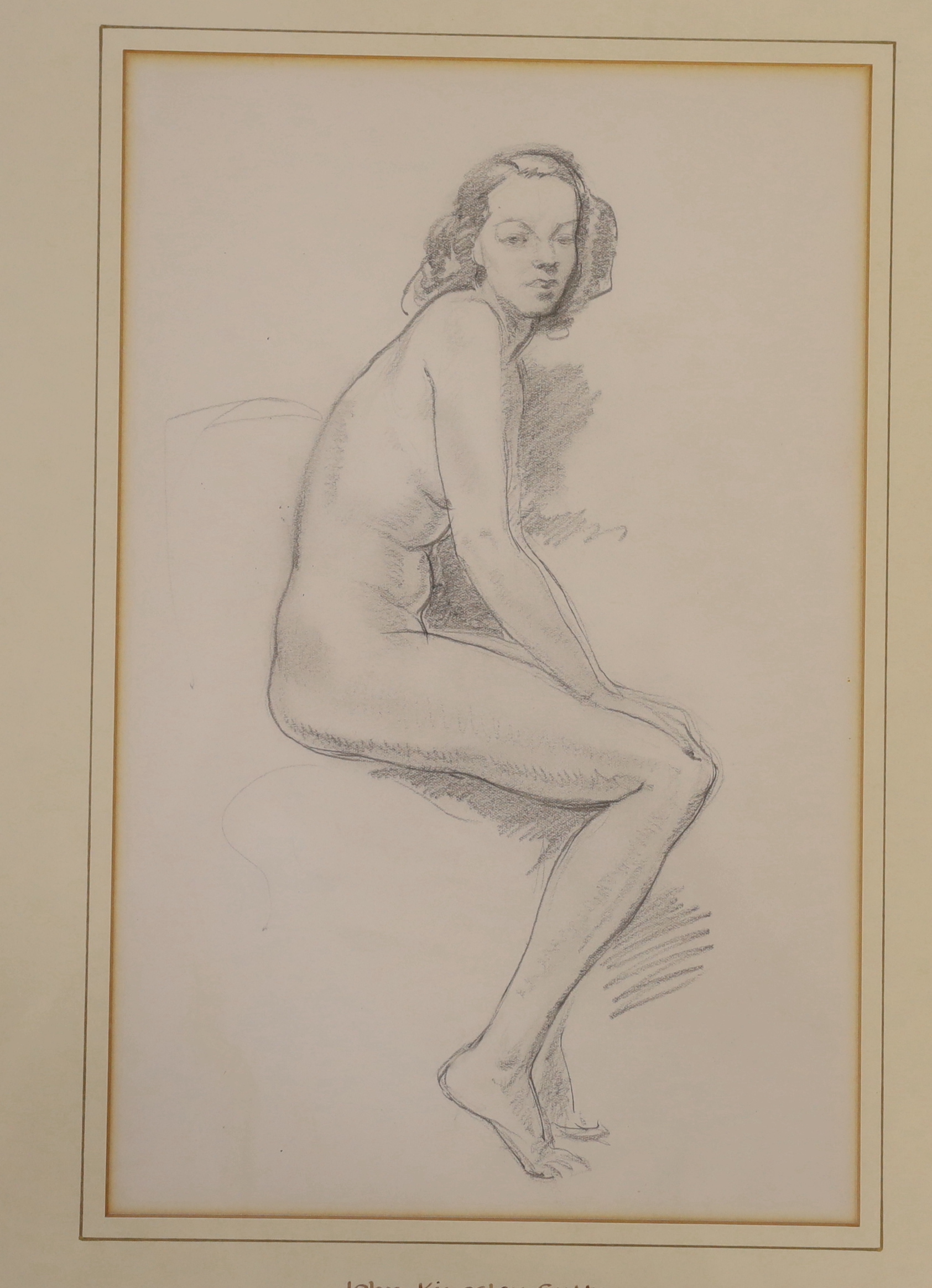 John Kingsley Sutton (1907-1976), two pencil sketches, Nude ladies, inscribed to the mount, - Image 3 of 3