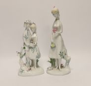 Two Rosenthal figures, a girl holding a heart and a figure group with a bird, tallest 26.5cm***