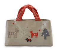 A Radley 'Seasons Greeting Reindeer Christmas' leather grab handle bag 2005, with reindeer,