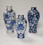 Three 19th century Chinese blue and white vases, tallest 23.5cm***CONDITION REPORT***PLEASE NOTE:-