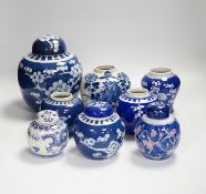 Eight Chinese blue and white ginger jars, four with lids, tallest 21cm***CONDITION REPORT***PLEASE
