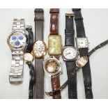 Five gentleman's assorted wrist watches including Swatch and early 20th century white metal and