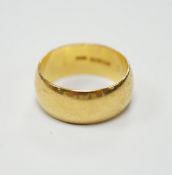 A 1960's 22ct gold wedding band, size L, 7.5 grams.***CONDITION REPORT***PLEASE NOTE:- Prospective