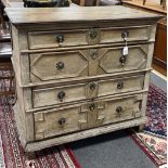 An 18th century geometric moulded oak chest of drawers, width 98cm, depth 57cm, height 92cm***