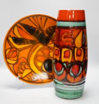 Two Poole Pottery Angela Wyburg items comprising charger and vase, largest 40cm high***CONDITION