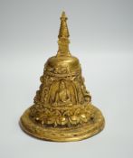 A Sino-Tibetan gilt bronze model of a stupa, 16cm high***CONDITION REPORT***PLEASE NOTE:-