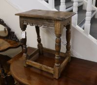 An 18th century style oak joint stool, width 47cm, depth 26cm, height 54cm***CONDITION REPORT***