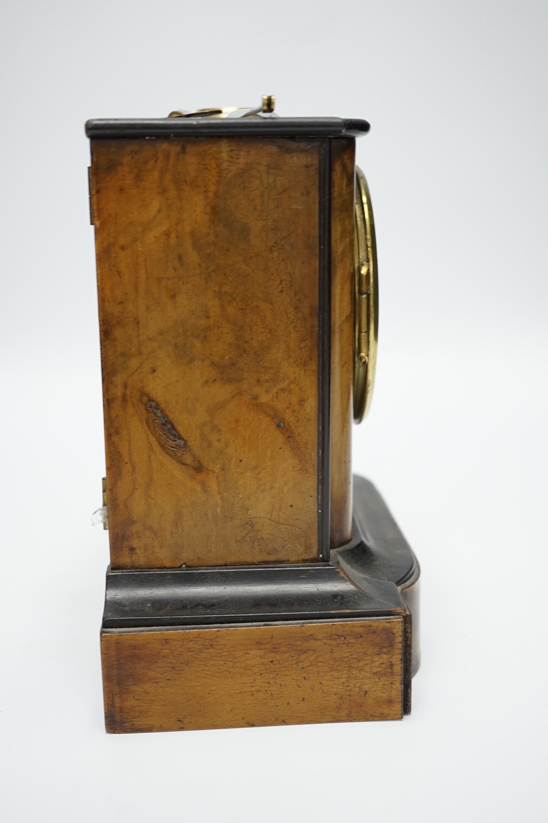 A 19th century walnut mantel timepiece, 20cm***CONDITION REPORT***PLEASE NOTE:- Prospective buyers - Image 3 of 5