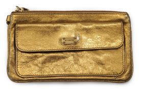 A Burberry gold leather clutch bag with original dust bag, approx length 19.5cm, height 11cm***