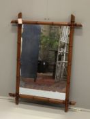 A 19th century French rectangular faux bamboo wall mirror, width 71cm, height 95cm***CONDITION