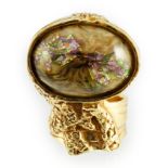 An Yves Saint Laurent labradorite Arty Chunky gold plated cocktail ring, YVESSAINTLAURENT engraved