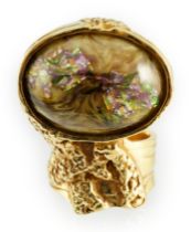 An Yves Saint Laurent labradorite Arty Chunky gold plated cocktail ring, YVESSAINTLAURENT engraved