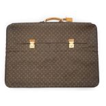 A Louis Vuitton special order folio case in monogram canvas with tan leather and gold plated clasps,