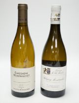 One bottle of Meursault-Charmes premier cru, les Charmes dessus 2014, two bottles of Chassagne