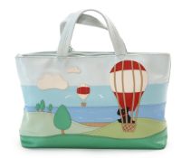 A Radley 'Up Up and Away' multicoloured leather grab handle bag 2005, with Scottie dog in hot air