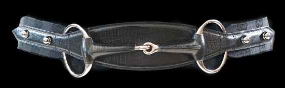 A Gucci horse bit belt in black leather and silver with dust bag, made in Italy, Size 90/36***