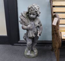 A pair of H. Crowthers lead garden ornaments emblematic of Summer and Winter, larger height 73cm***