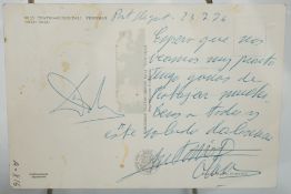A framed Salvador Dali postcard signed with his autograph on reverse,***CONDITION REPORT***PLEASE
