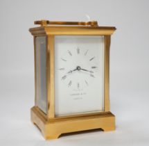 A carriage timepiece, signed Garrard and Co. to the face and stamped ‘Made in England’, 13.5cm***