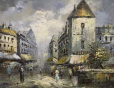 Caroline Burnett (1877-1950), impressionist impasto oil on canvas, Parisian street scene with