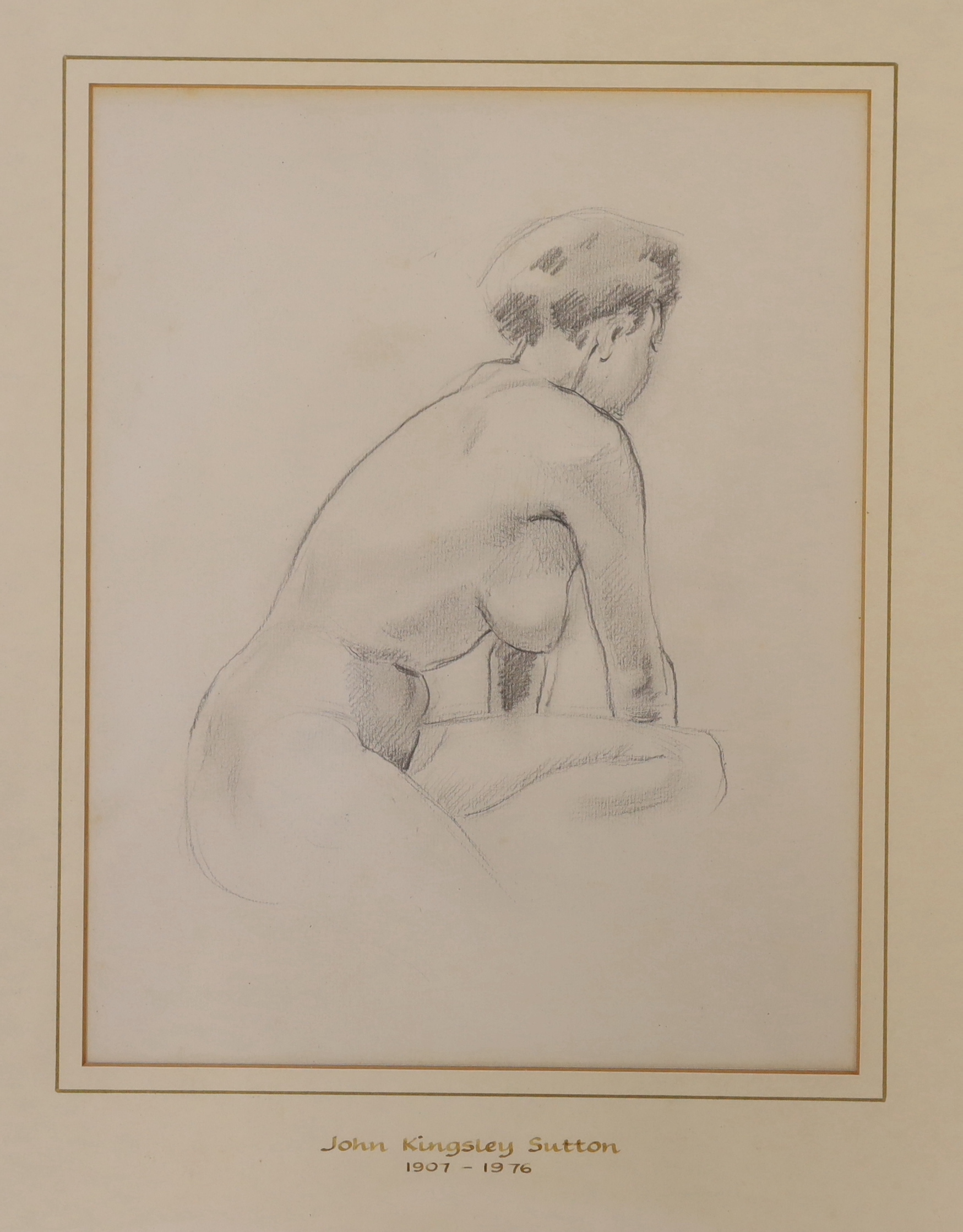 John Kingsley Sutton (1907-1976), two pencil sketches, Nude ladies, inscribed to the mount, - Image 2 of 3