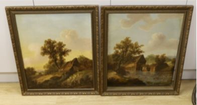 Charles Greville Morris (1861-1922), pair of oils on canvas, Watermill and Cottage, signed, 60 x