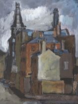 Geoffrey Lintott (20th century), mixed media, 'Industrial buildings, Manchester', signed and