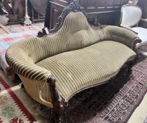 A Victorian carved mahogany settee, length 190cm, width 74cm, height 93cm***CONDITION REPORT***