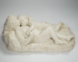 After John Bell, a Victorian parian reclining figure of a mother and child, 30cms wide***CONDITION