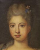 19th century French School, oil on canvas, Portrait of a young lady, stamp verso, 33 x 27cm***