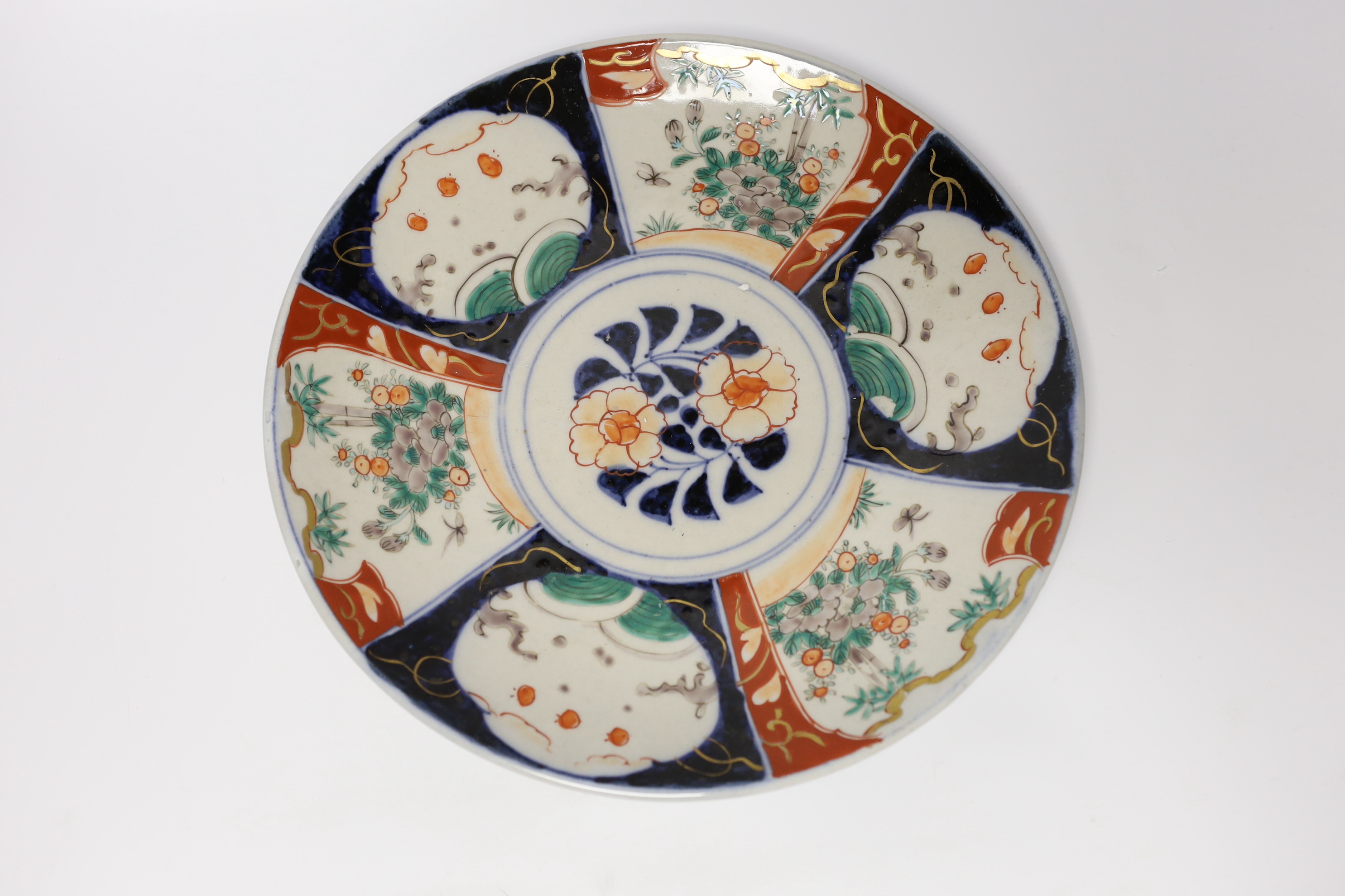 A group of Japanese Imari and kutani together with a Worcester blue and white saucer and a Chinese - Image 8 of 8