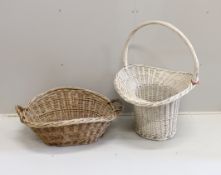 Two large wicker baskets, larger height 86cm***CONDITION REPORT***PLEASE NOTE:- Prospective buyers