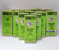 Twelve boxed Subbuteo table football teams, including; Brighton, West Ham, Manchester City, Ostende,